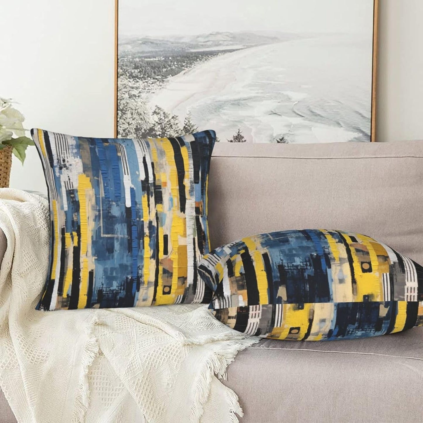 Throw Pillow Covers Pillow Cases Decoration Cushion Cover / Abstract Blue White / 18 x 18 / Set of 2