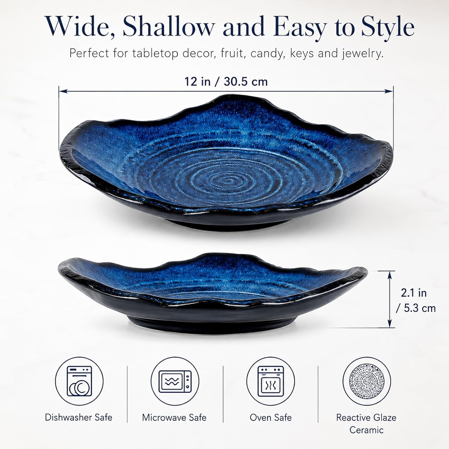 Porcelain Centerpiece Tray / Blue / 12in