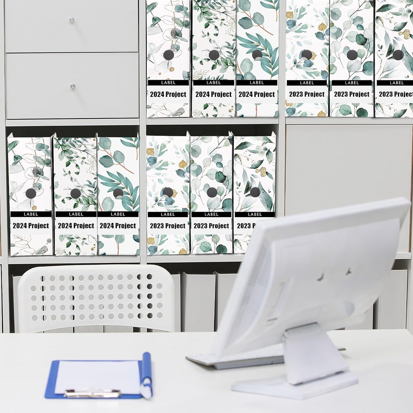 PerKoop 12 Pcs Decorative Magazine File Holders Floral Foldable File Folders Magazine Storage Boxes Rack Desk Organizer