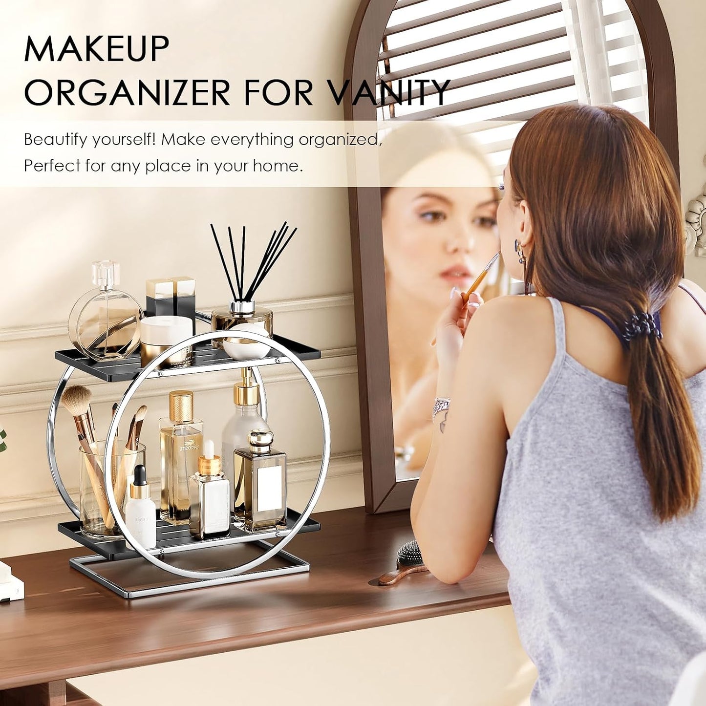 Bathroom Counter Organizer / Silver Black