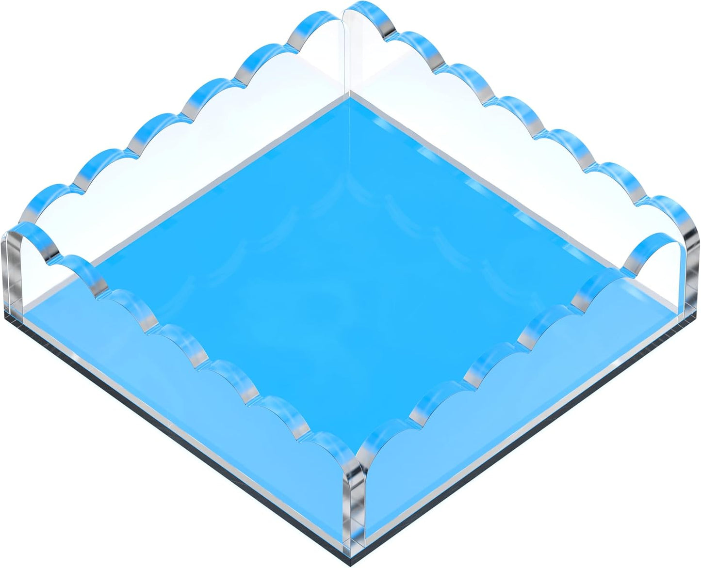 Scalloped Acrylic Tray / Blue / 8 x 8