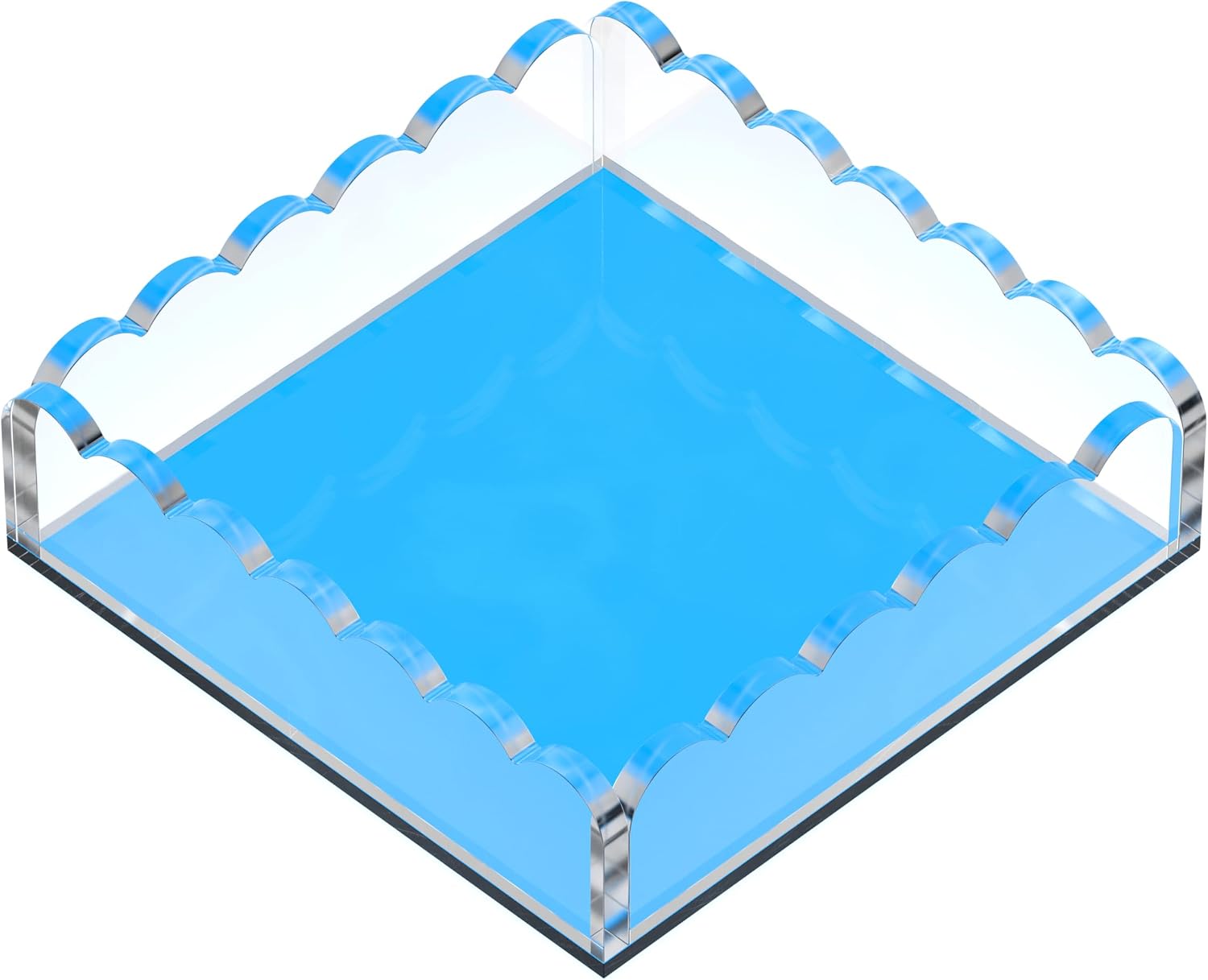 Scalloped Acrylic Tray / Blue / 8 x 8