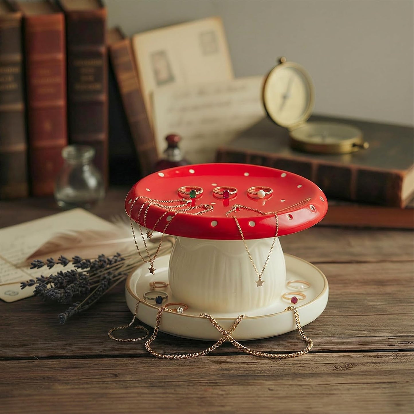 Handmade Ceramic Decorative Jewelry Tray Trinket Dish for Rings Earrings / Red