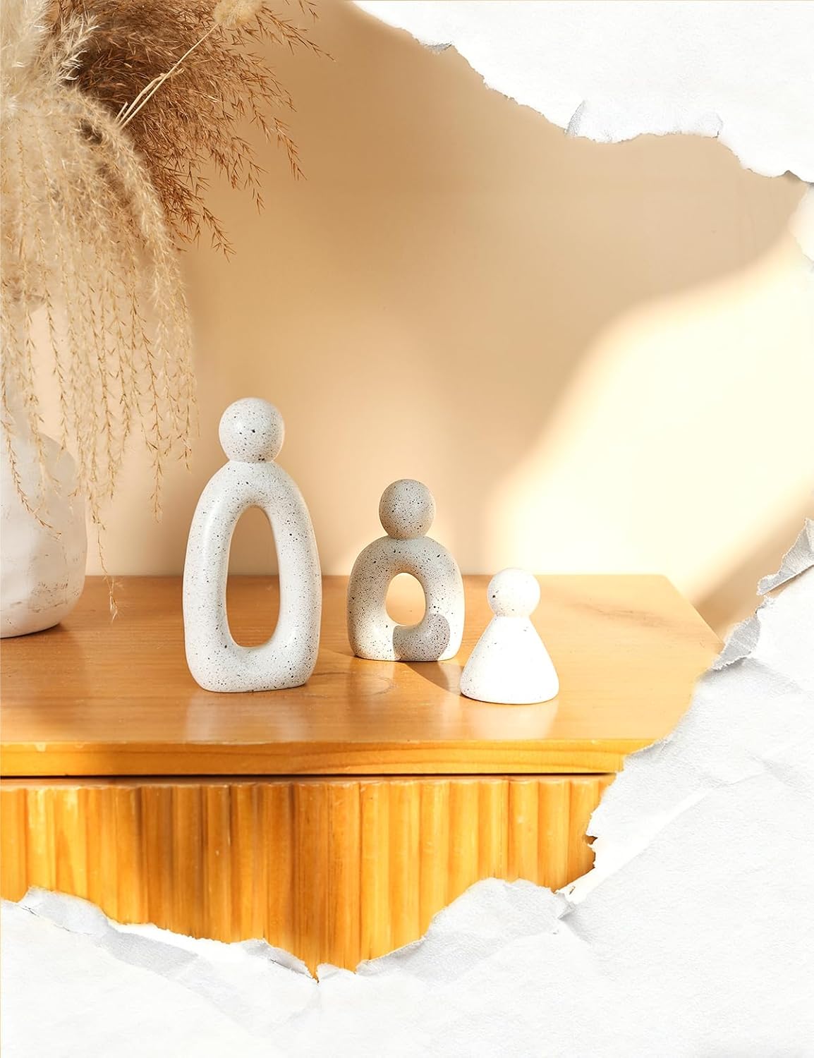 Abstract Family of 3 Figurines Modern Sculptures / White