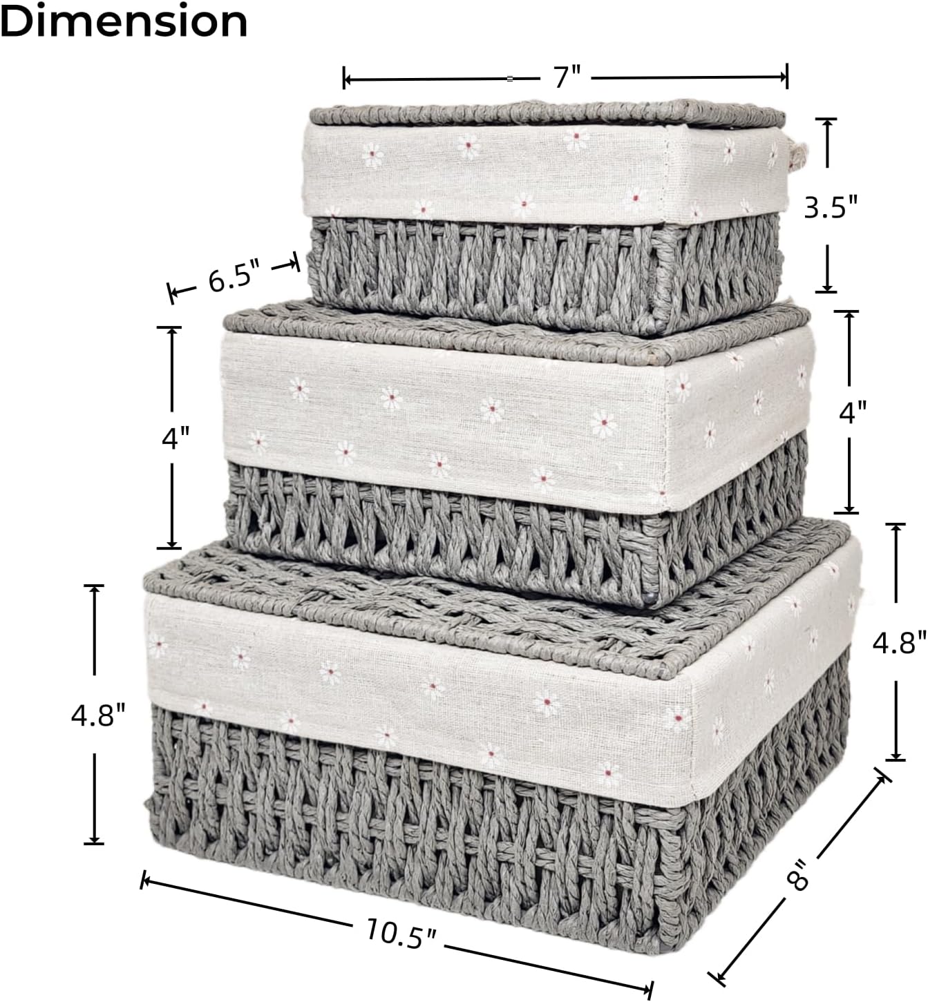 GIB Small Wicker Storage Baskets / Grey