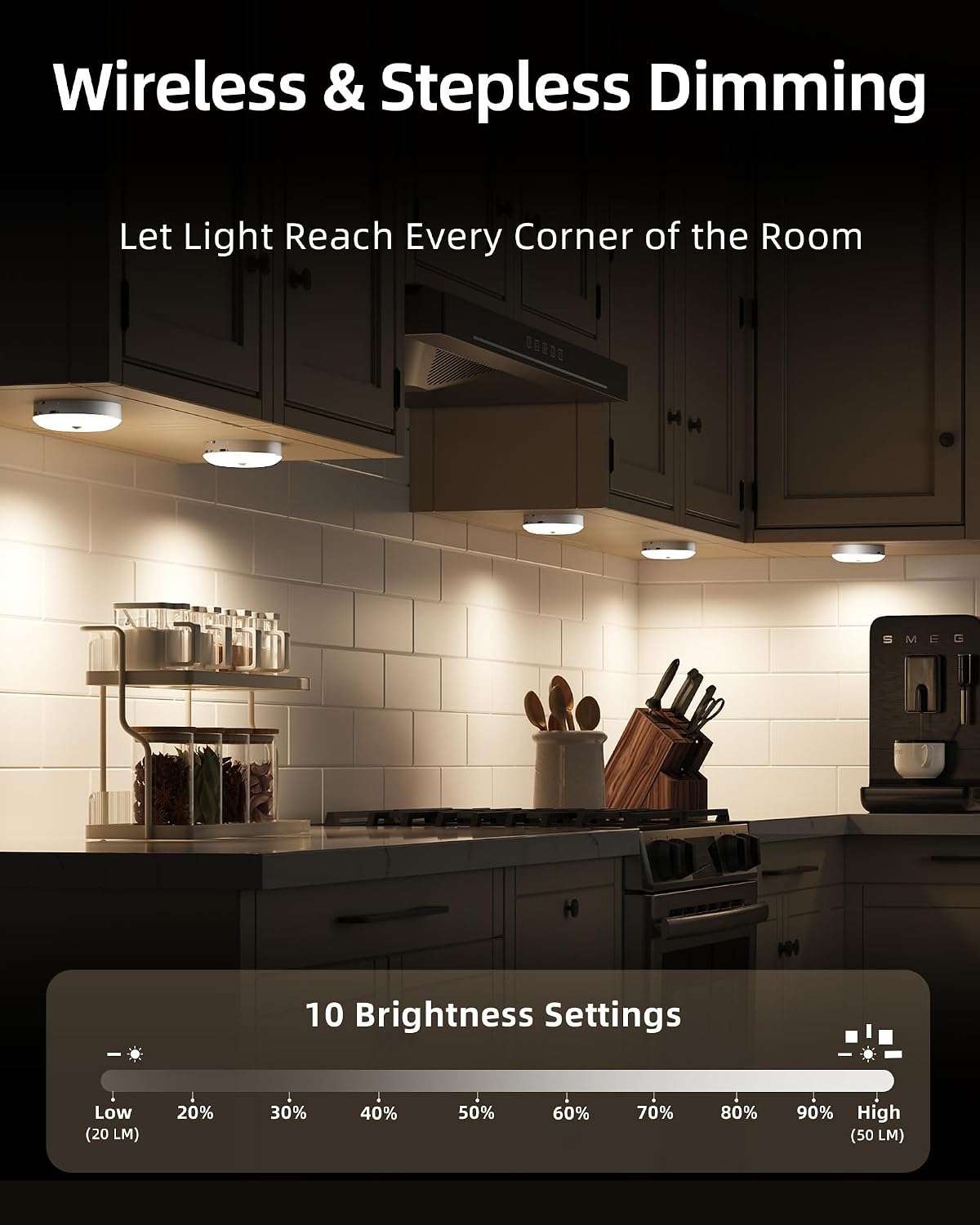 EZVALO Under Cabinet Lighting with Charging Station, 1000mAh Rechargeable Puck Lights with Remote, 3 Color Temps & 12
