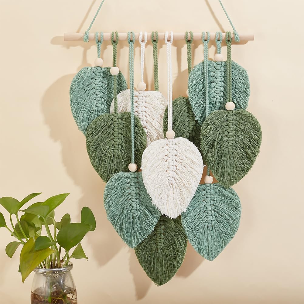 DIY Macrame Leaf Wall Hanging Beginners Macrame Kit Leaf Woven Tapestry Feather Wall Hanging DIY