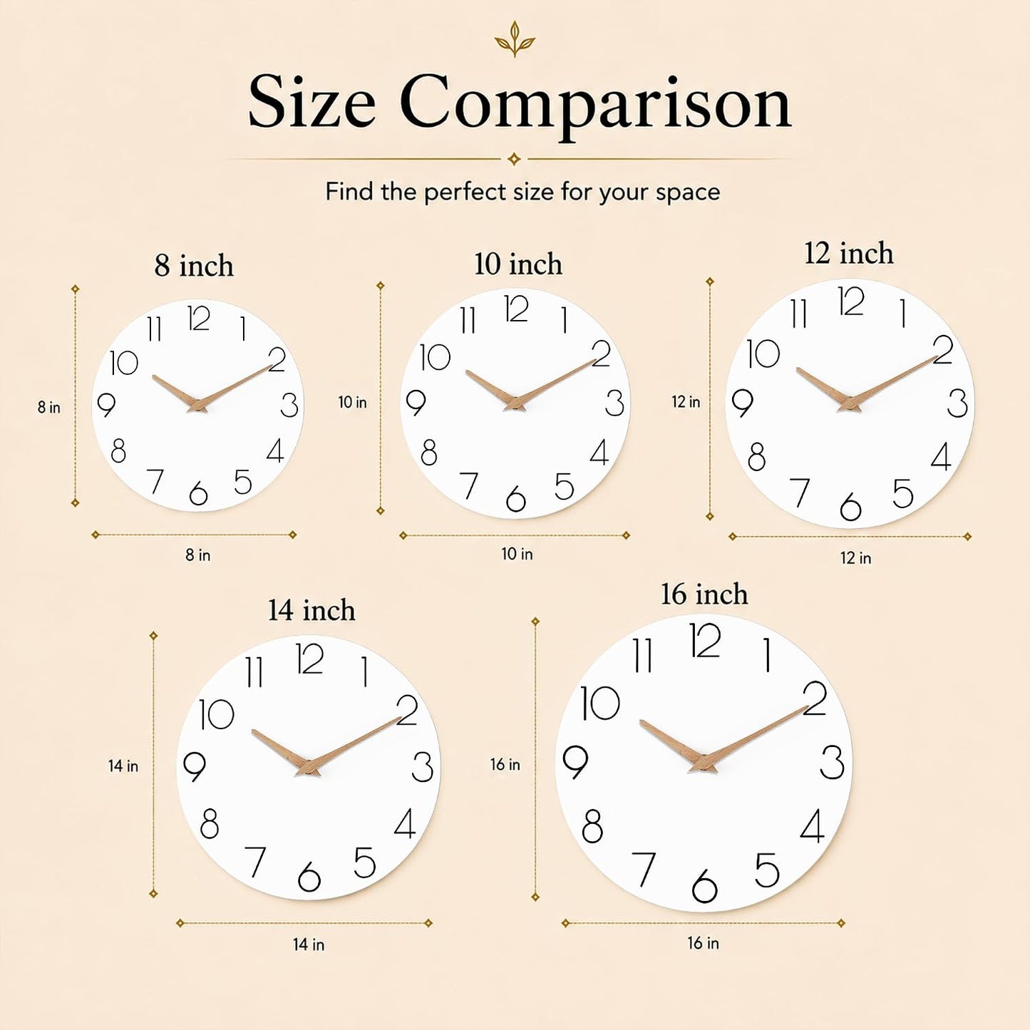 cicininc 10 Inch Battery Operated Wall Clock, Silent Analog, White | Living Room | Kitchen | Office | Bathroom | Modern