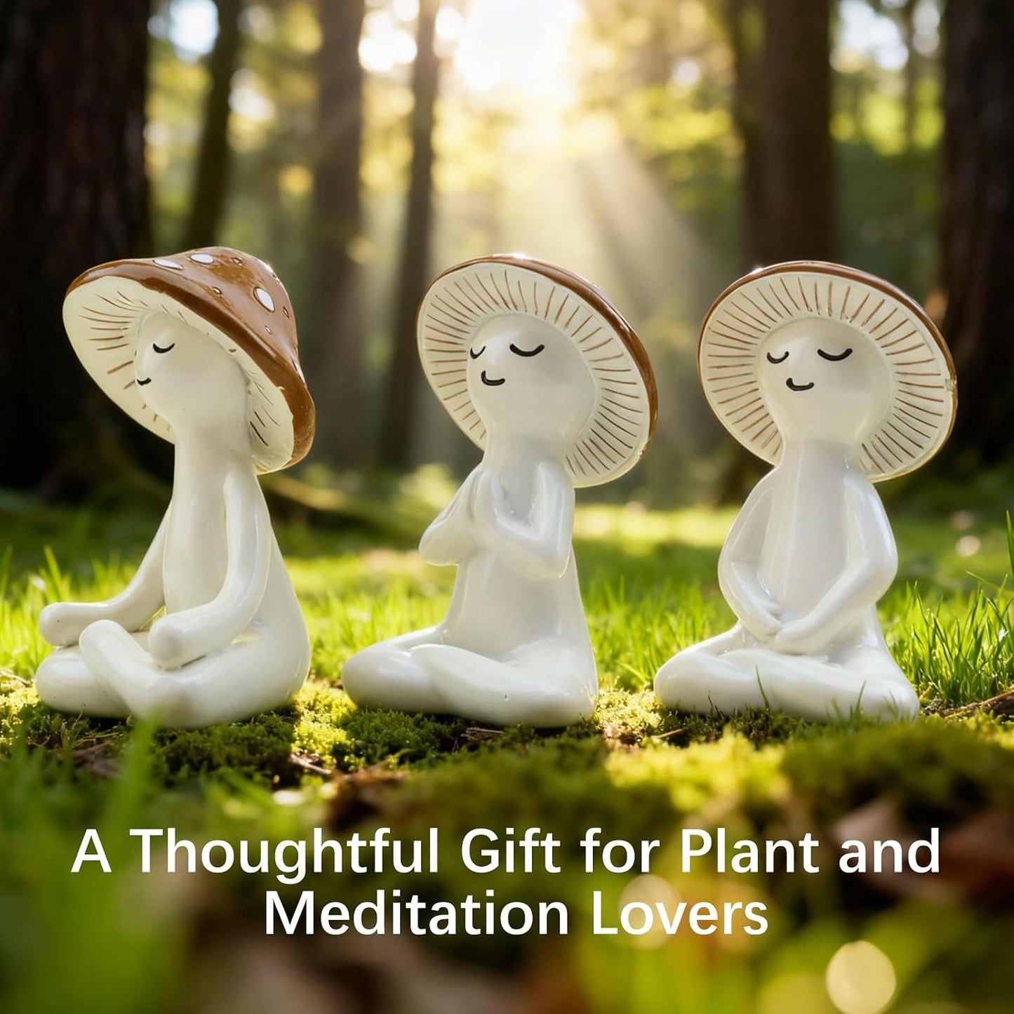 Yoga Figurines for Desk / Mushroom / Set of 3