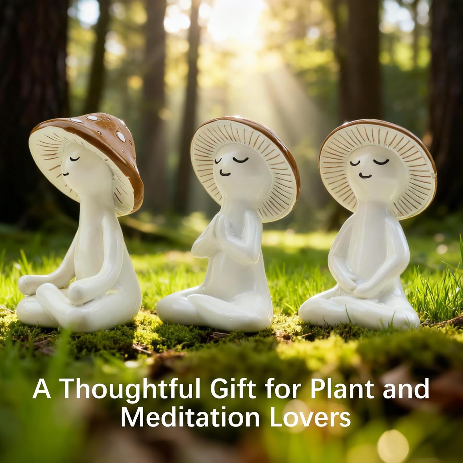 Yoga Figurines for Desk / Mushroom / Set of 3