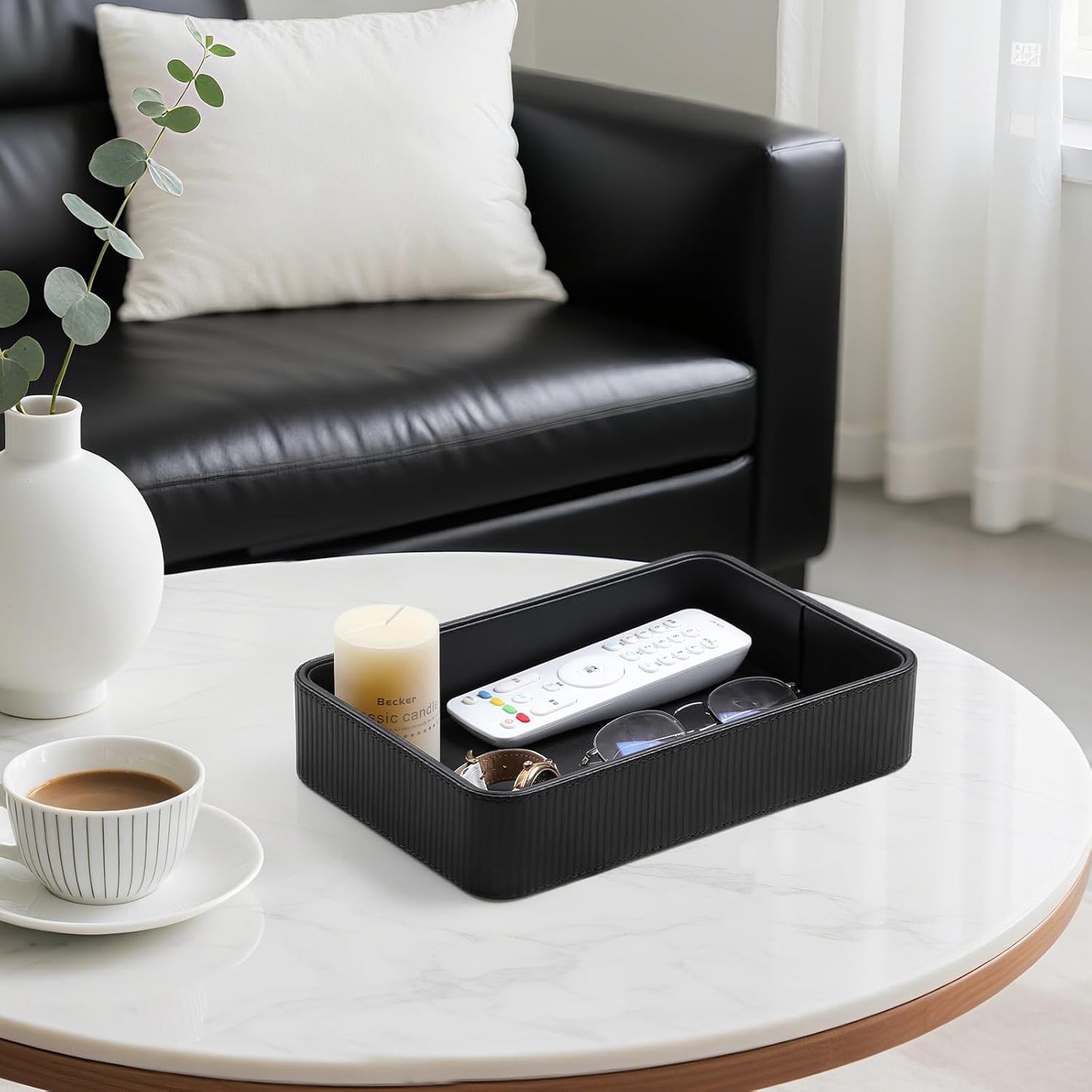 Modern Nightstand Organizer Bedside Desktop Storage for Womens and Men / Black
