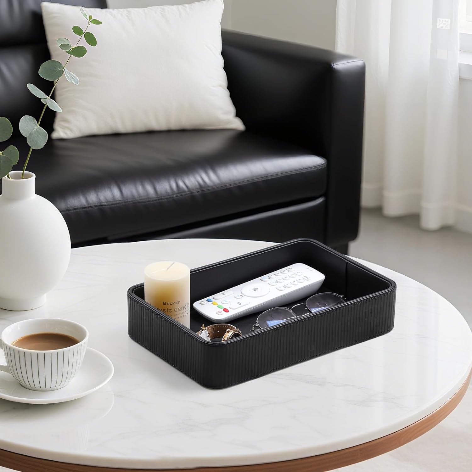 Modern Nightstand Organizer Bedside Desktop Storage for Womens and Men / Black