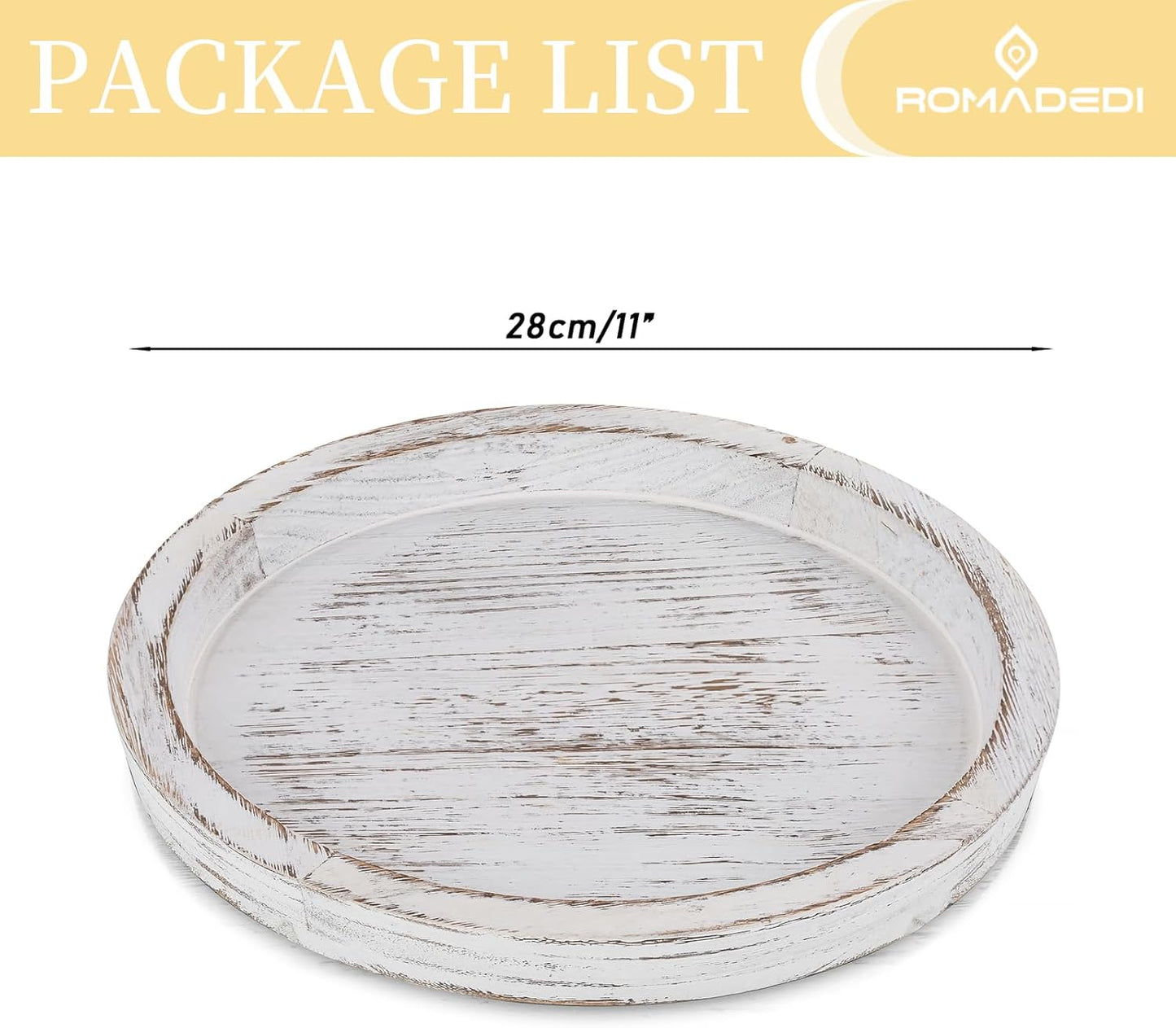 Rustic Wooden Tray Candle Holder / Distressed White