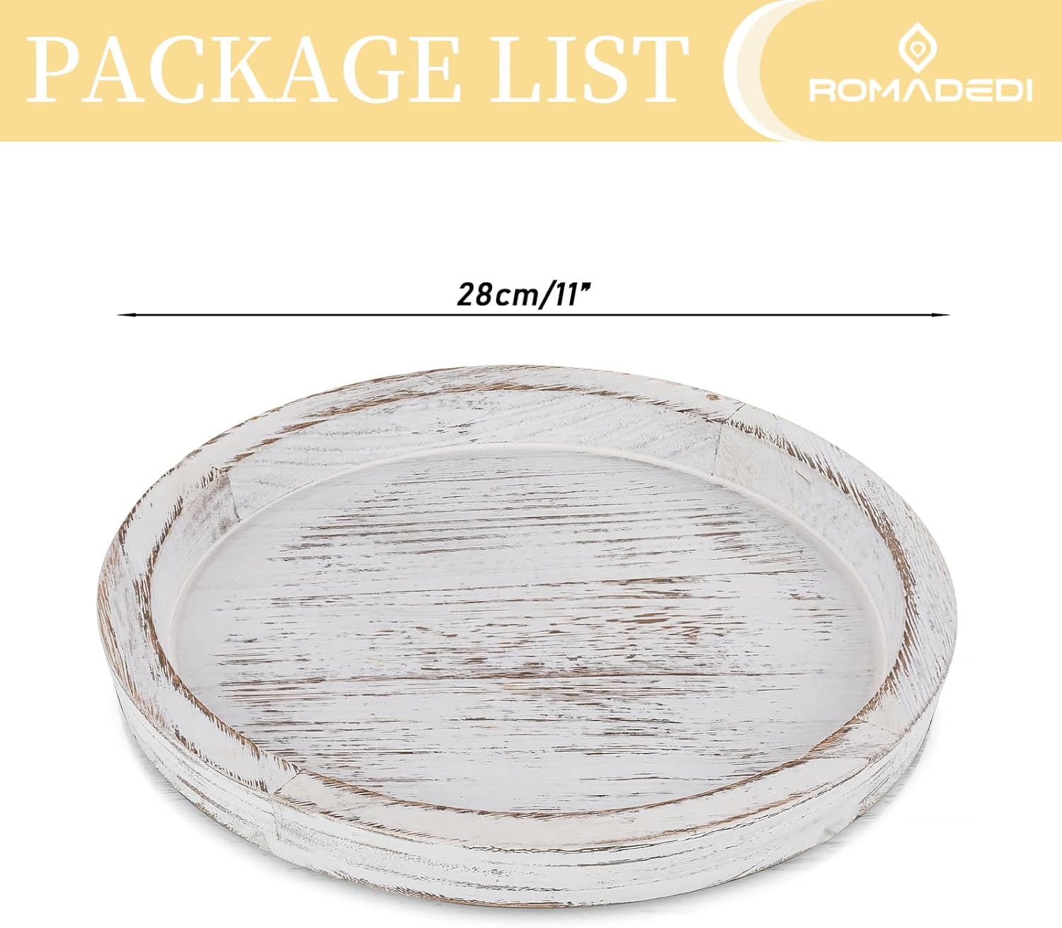 Rustic Wooden Tray Candle Holder / Distressed White