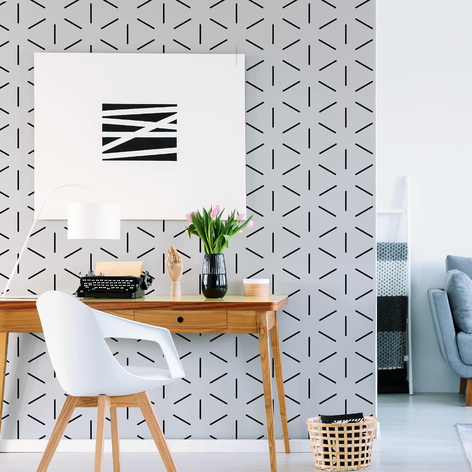 Peel and Stick Modern Wall Stickers / Hexagon / Black / Set of 360