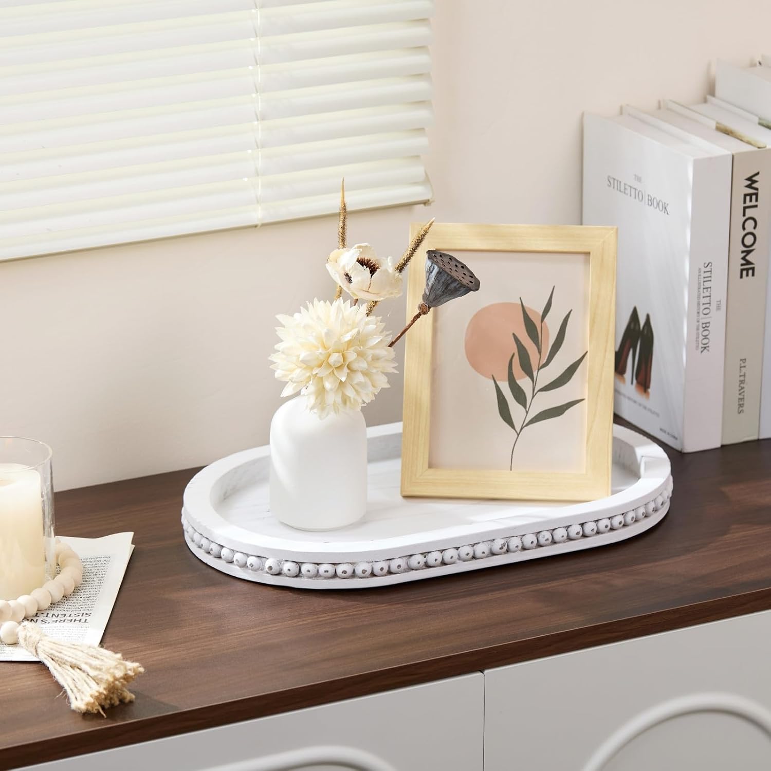Wood Decorative Tray / Distressed White