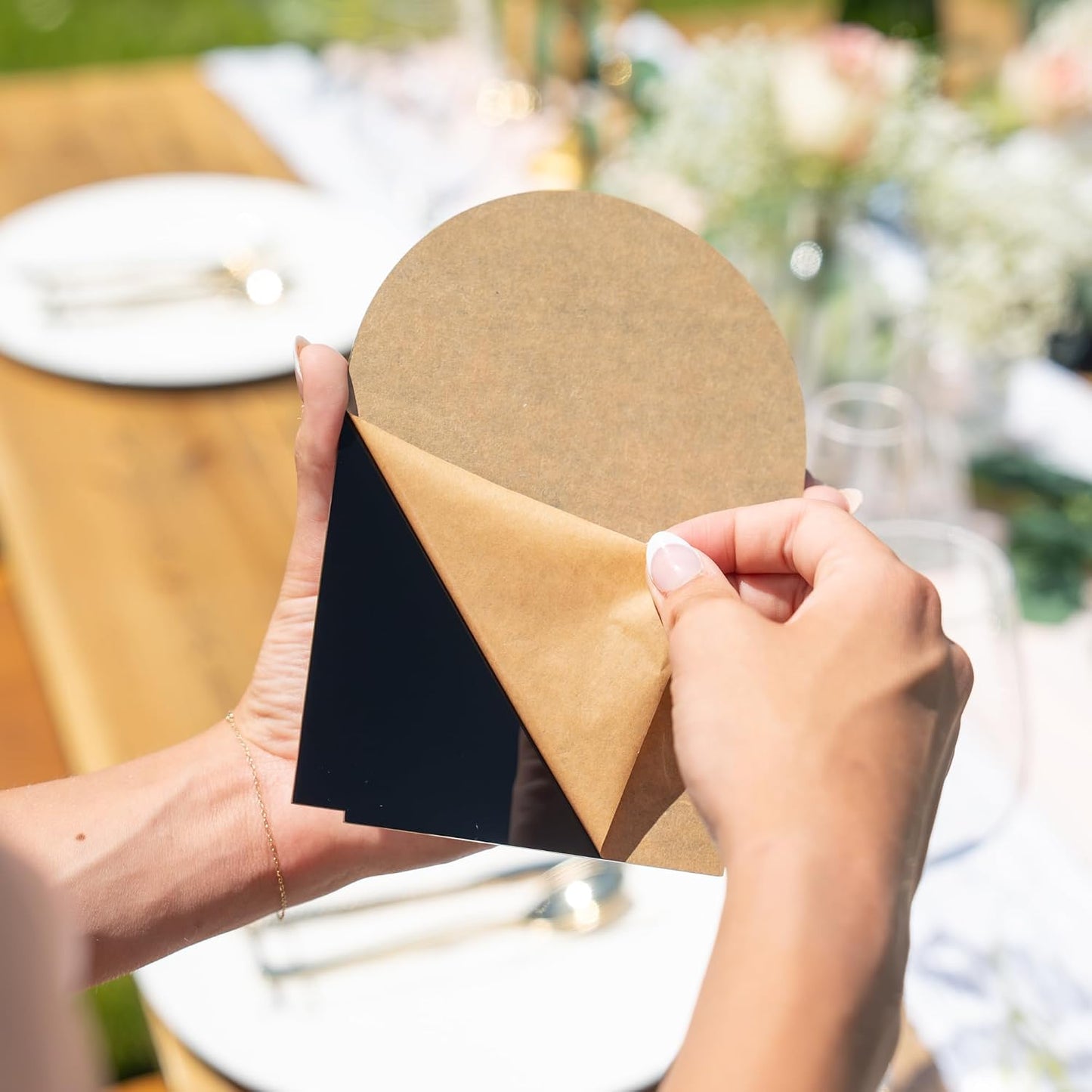 Black Arch Acrylic Table Numbers for Wedding Reception - 5" x 7" White Font Centerpiece Set with Holder Stands & Head