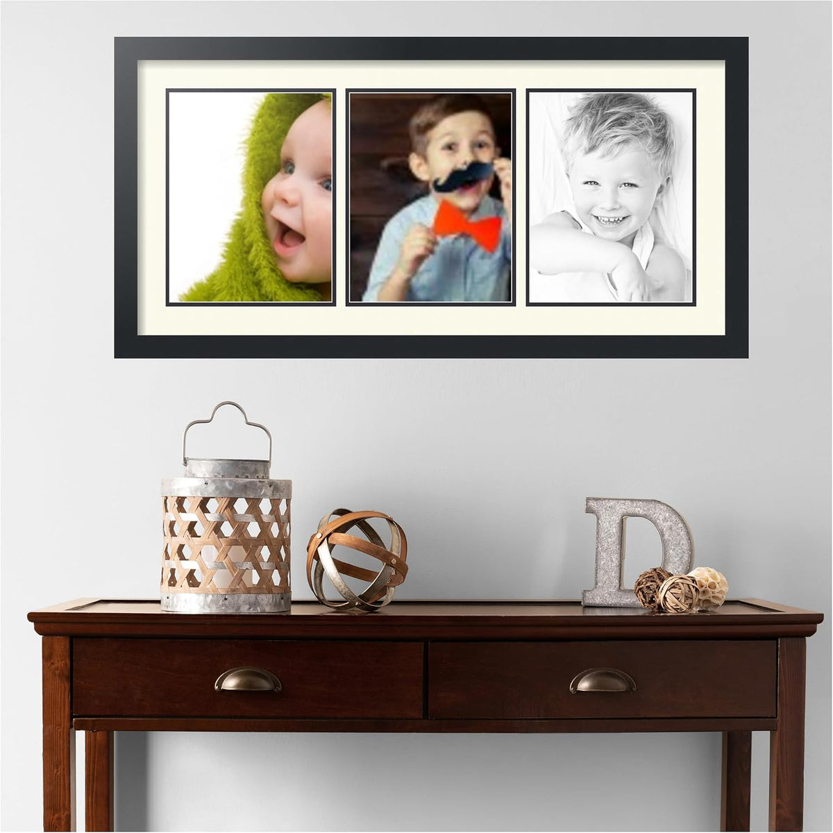 ArtToFrames Collage Picture Frame 3 Opening 3-8.5x11 Photo Frame | Made in USA | Black Frame Brilliant White and Black
