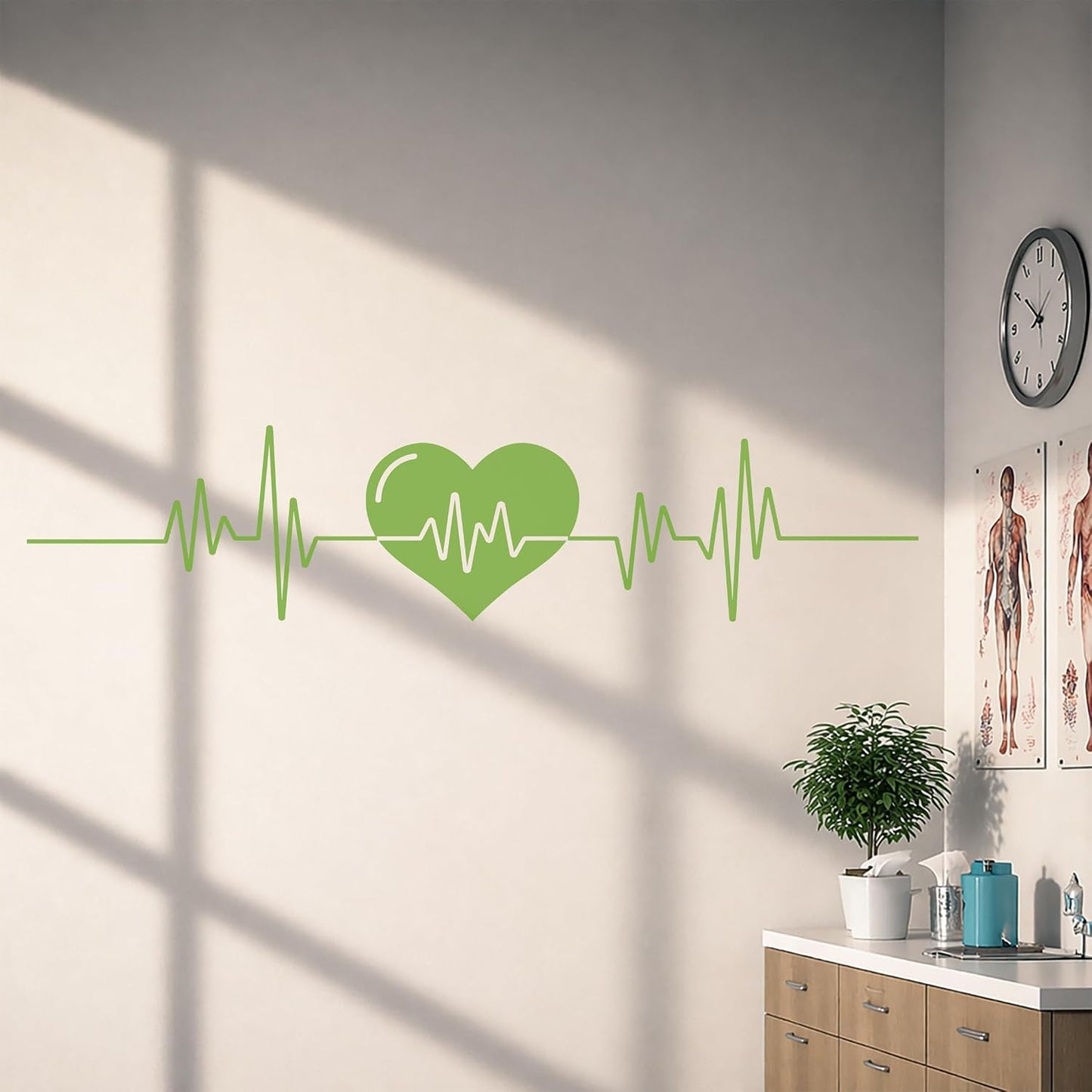 Vinyl Wall Decal Heart Beat Cardiogram Cardio Pulse Health Care Stickers / 9 x 35 / M In / Black