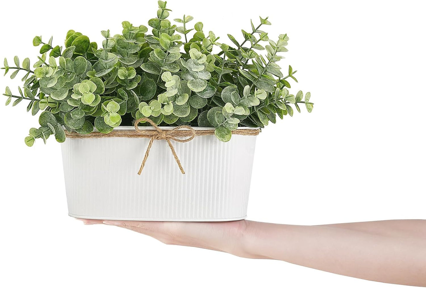 Fake Eucalyptus Plants Indoor for Farmhouse Home Decor Artificial Faux Plants in Rustic / White