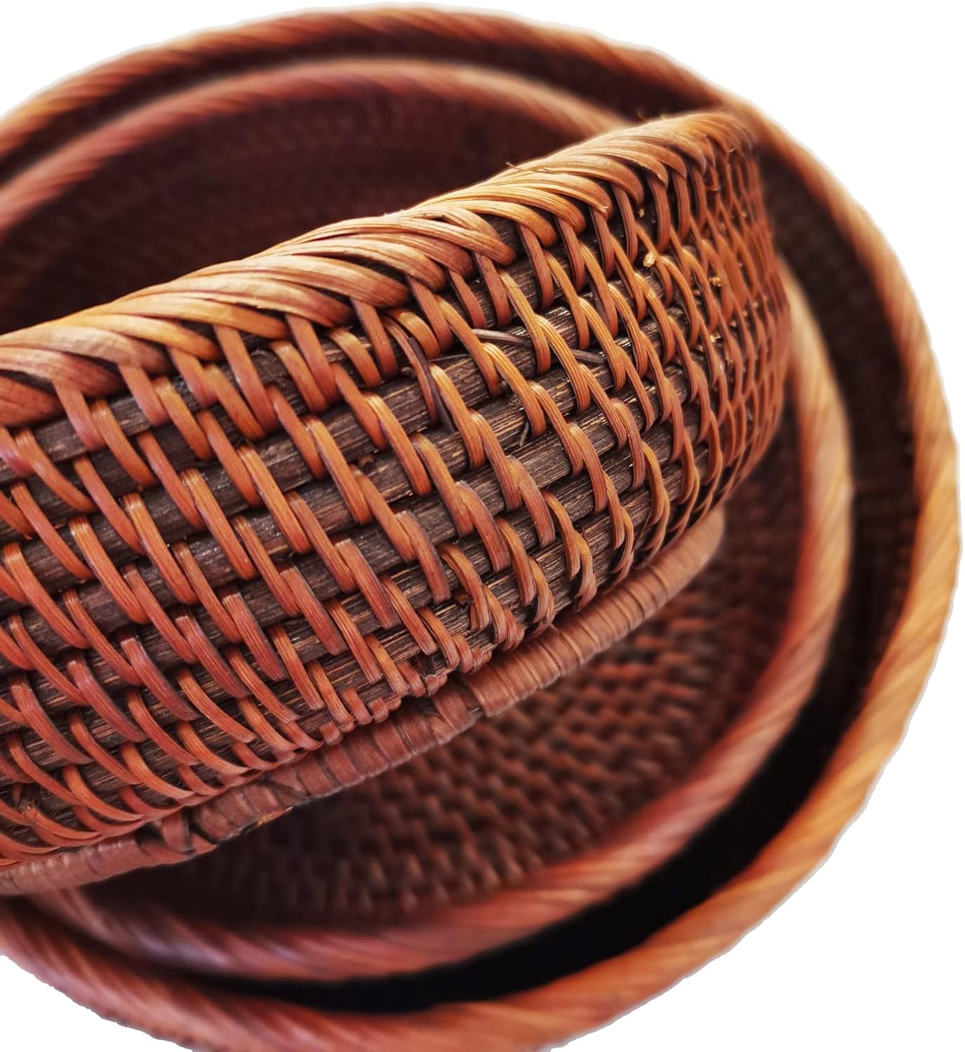 Round Rattan Bowl Basket / M - D8.7 x H2.8 Inch / 9 Inch