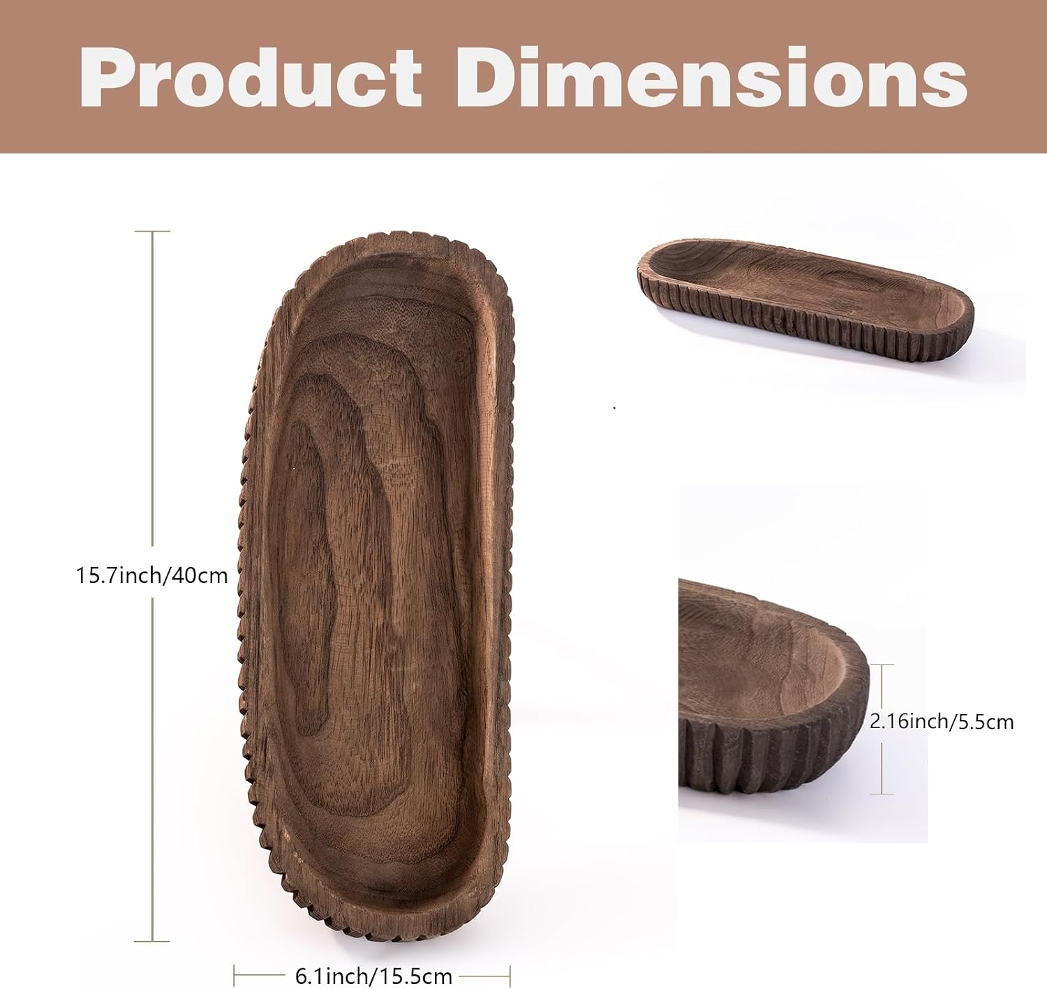 Handmade Wooden Decorative Tray / Natural