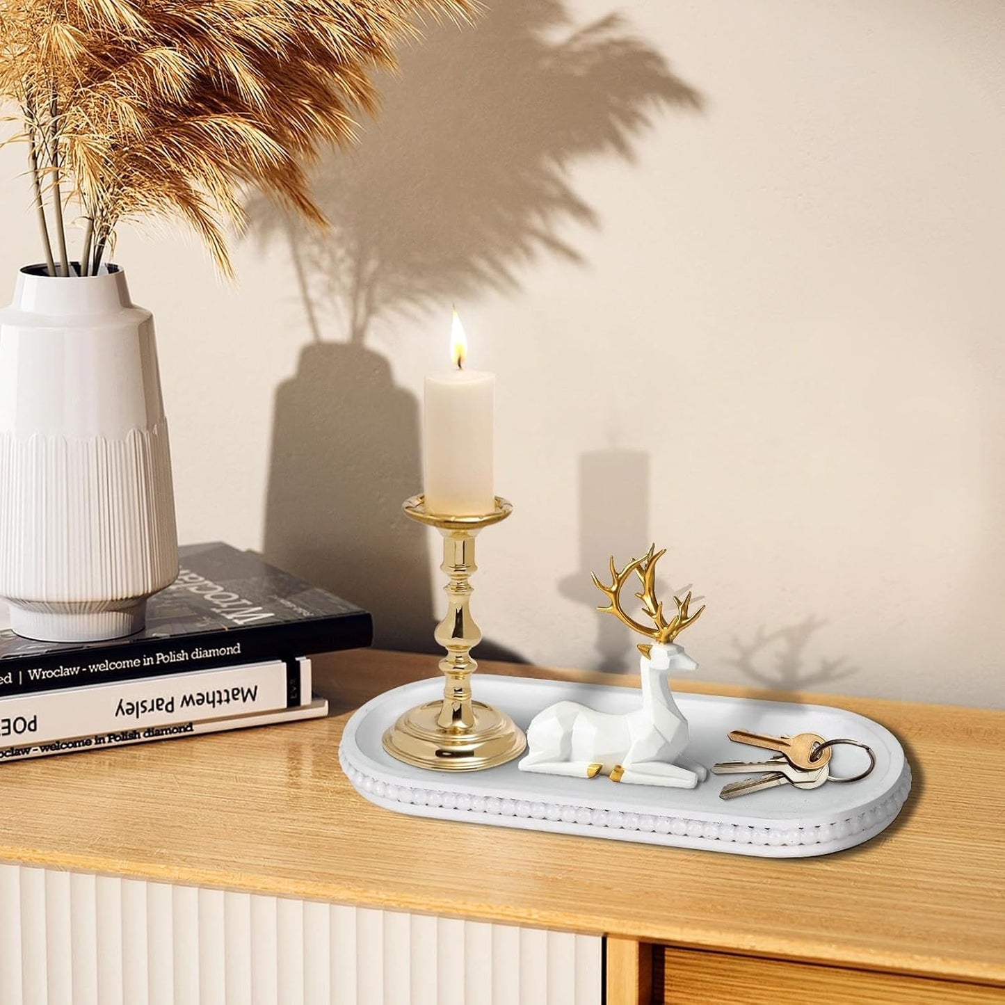 Rustic Decorative Tray / 12 x 4.7 x 1 / White