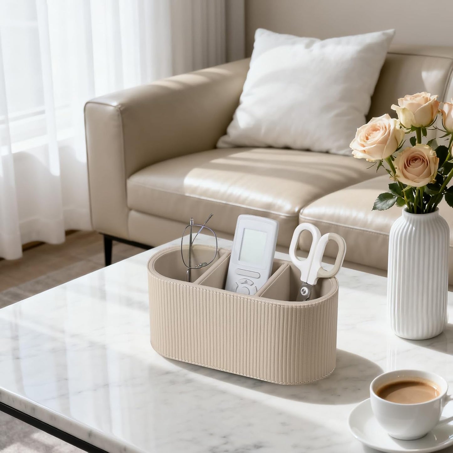 Aesthetic Remote Control Holder / Beige