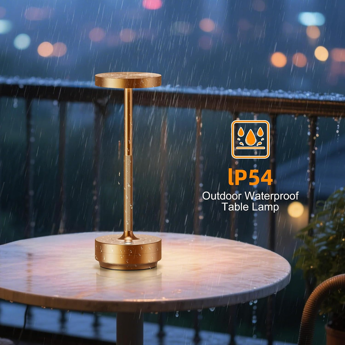 Rechargeable Cordless Table Lamp with 5000mAh Battery IP54 Waterproof LED | Set of 2 Titanium with Touch 3-Color