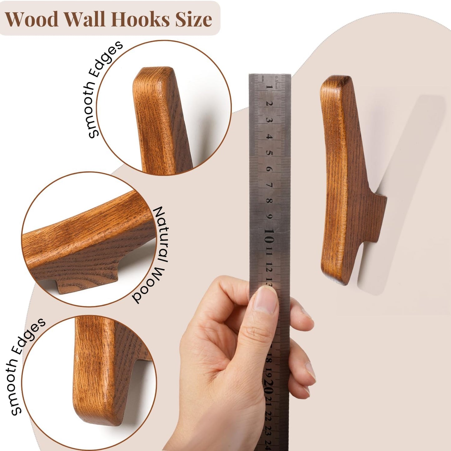 Wood Wall Hooks / Brown V2 / Set of 4