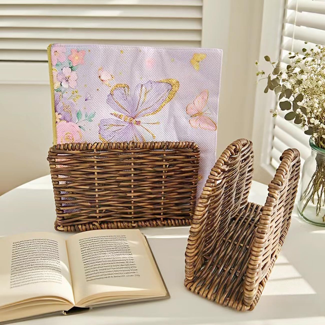Rattan Vertical Napkin Holder / Rectangular Natural Color