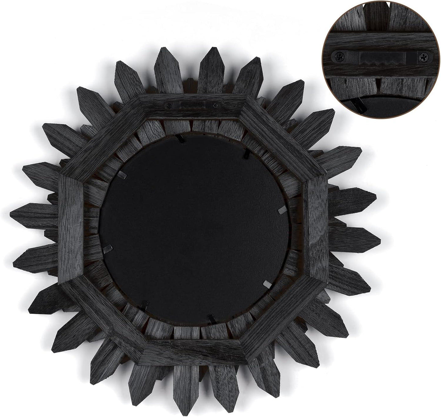 Wall Decor Wall Mirror Boho Wall Decor Wood Decorative Mirror / Black / 12 Inch