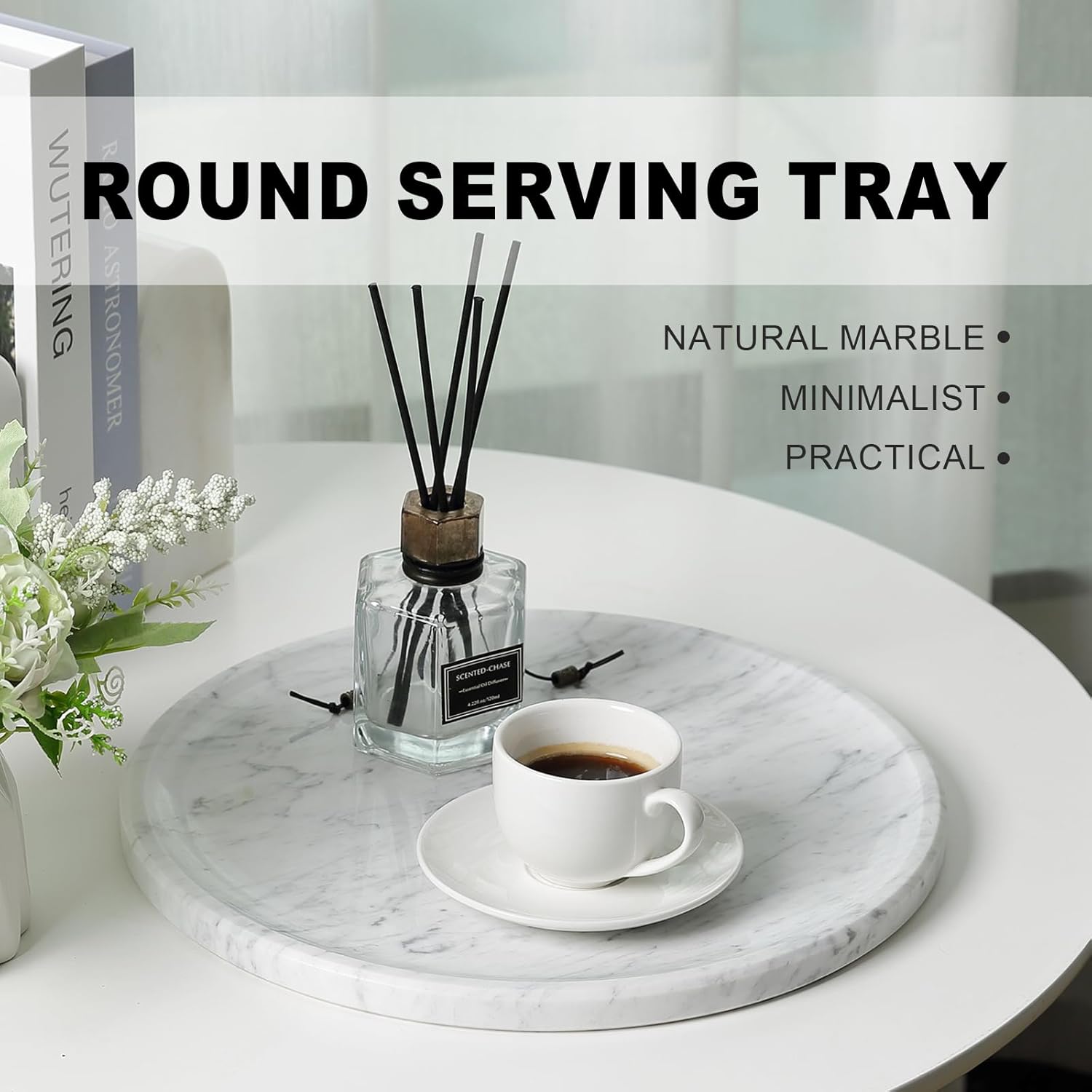 Marble Serving Tray / Carrara / Natural / 11.8 Inch