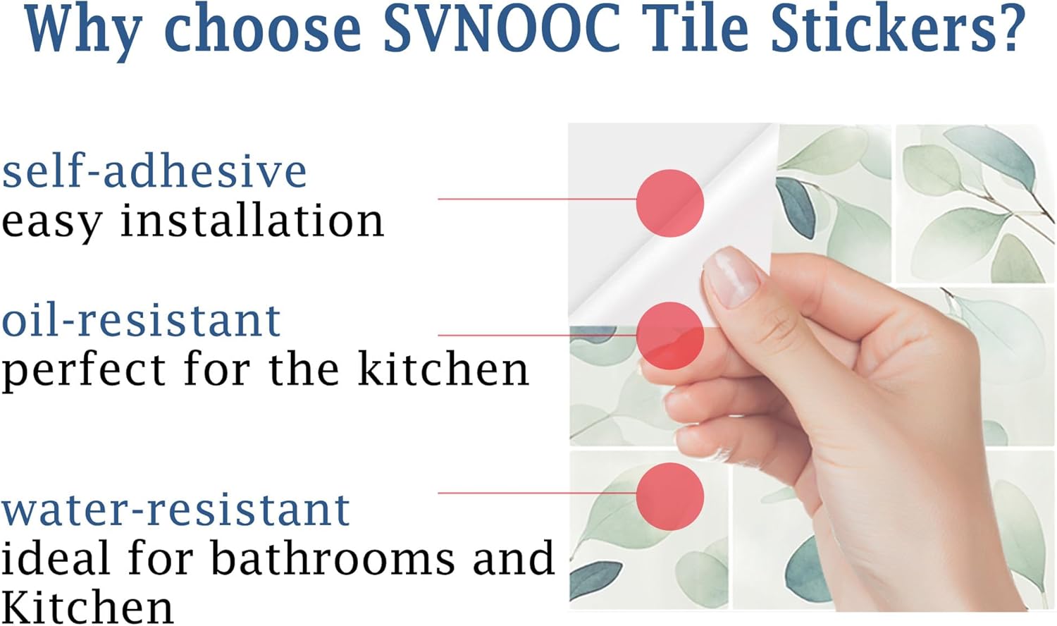 Peel & Stick Tile Stickers Waterproof Self-Adhesive Backsplash Stickers / Leave Green / Set of 10