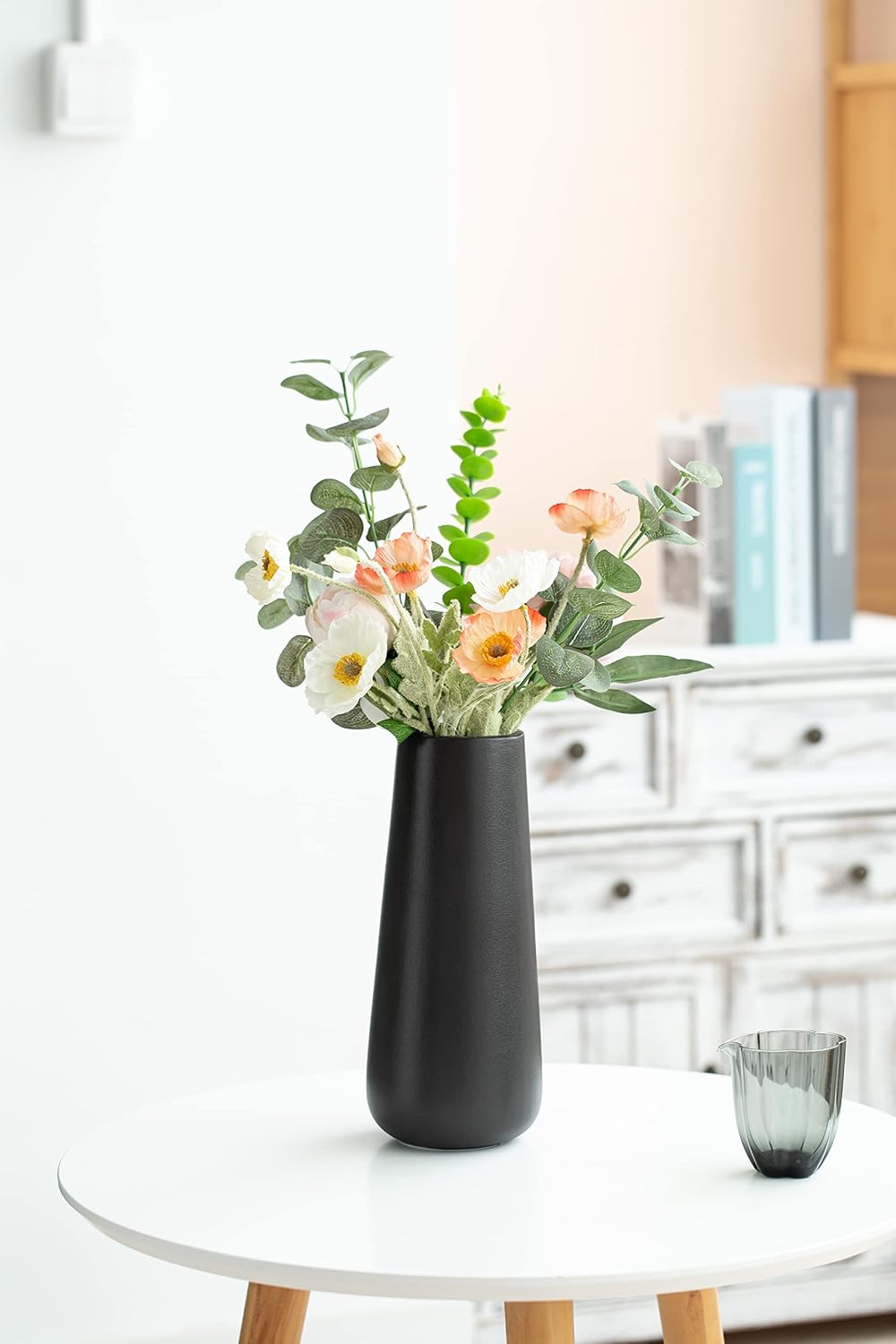 Rustic Style Decorative Vases / Tall 11 Inch / 28 Cm / Matt Black / 11 Inch