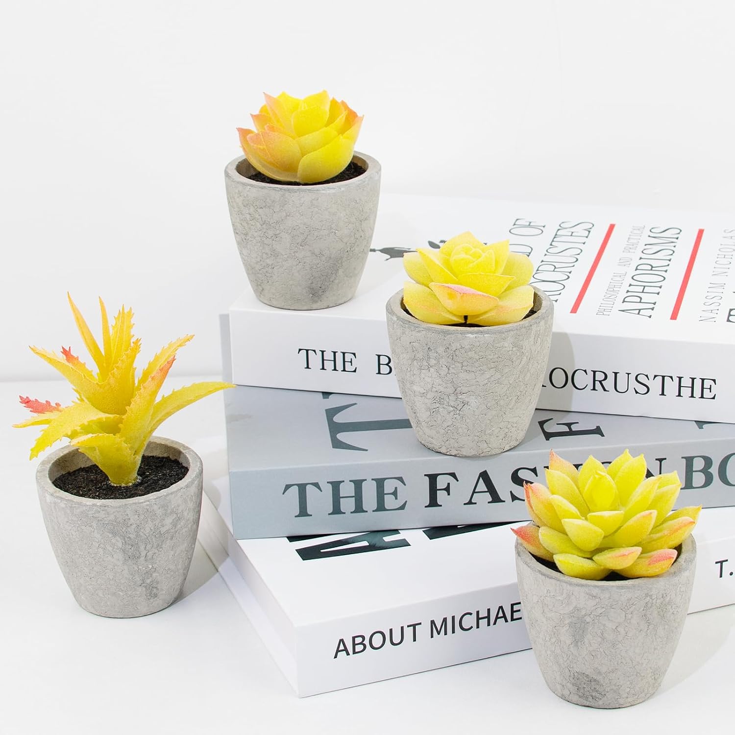 Small Fake Succulent Plants / Yellow / Set of 4