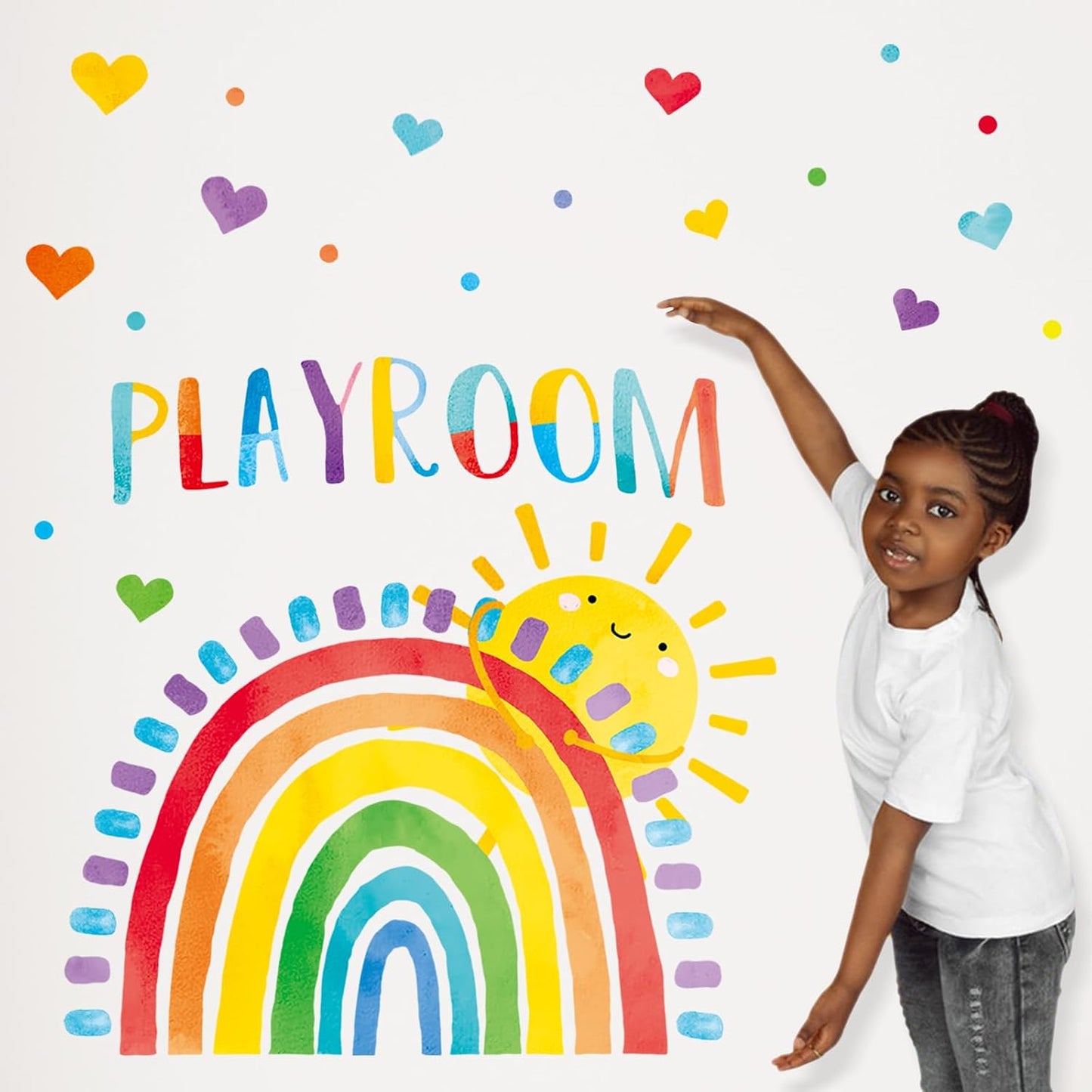 Playroom Rainbow Wall Decals Stickers / Rainbow Sun