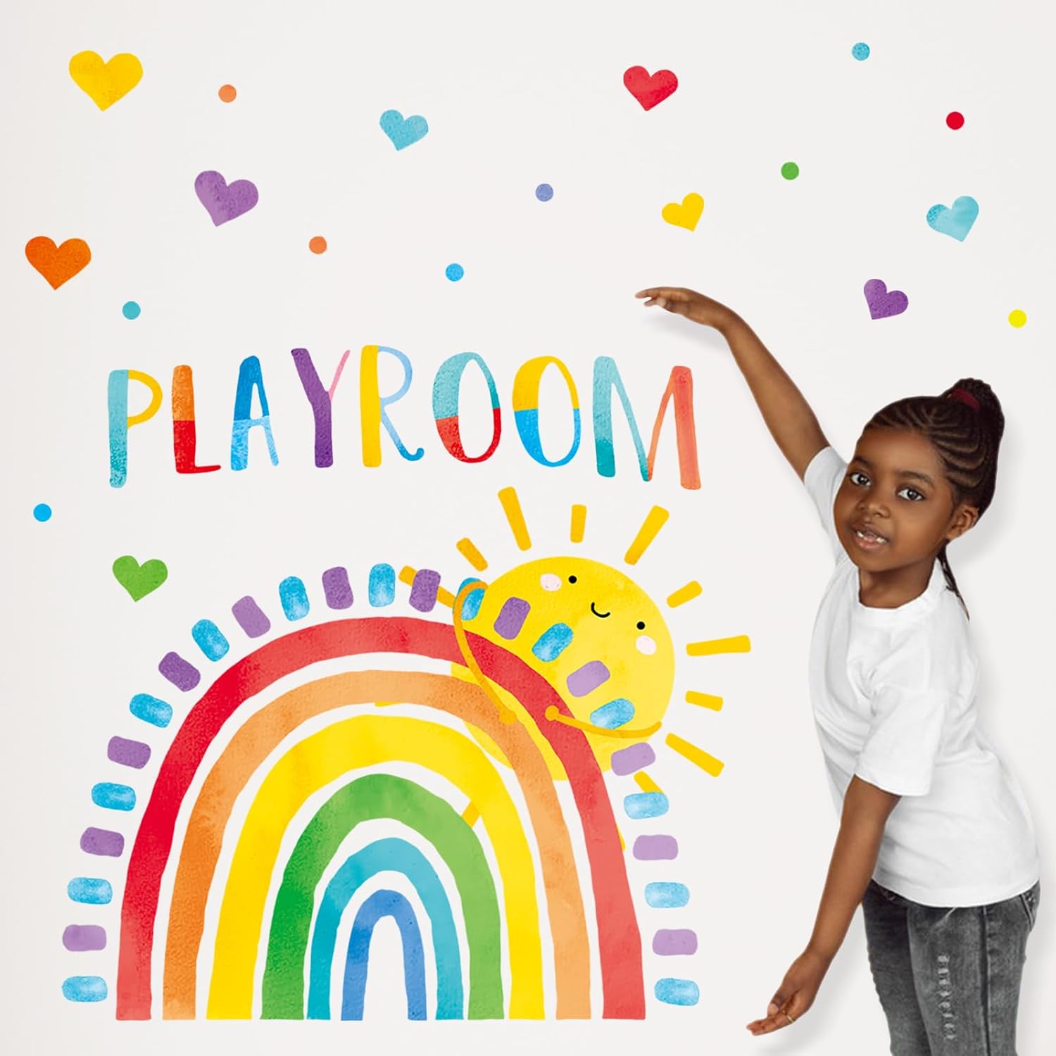 Playroom Rainbow Wall Decals Stickers / Rainbow Sun