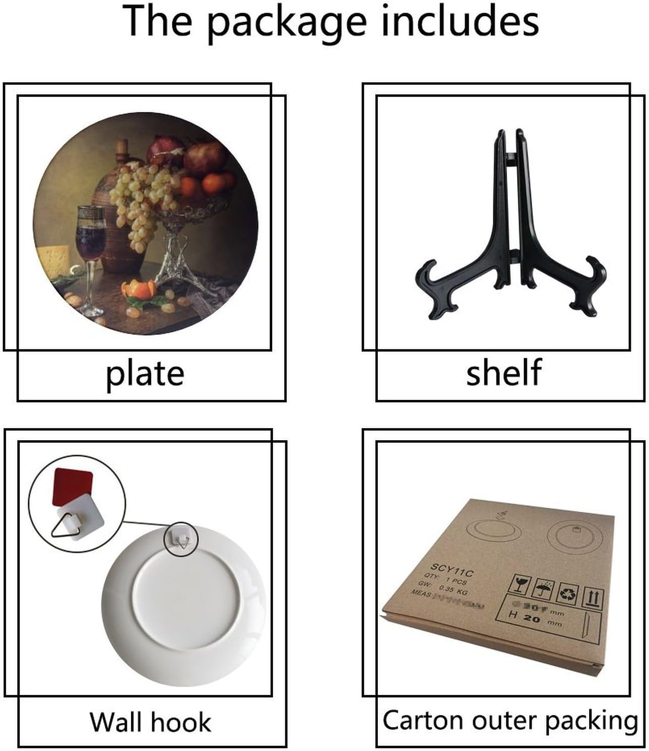 Decorative Plate Holder / 8 Inch / Cheese Grape Pomegranate Orange Garnish