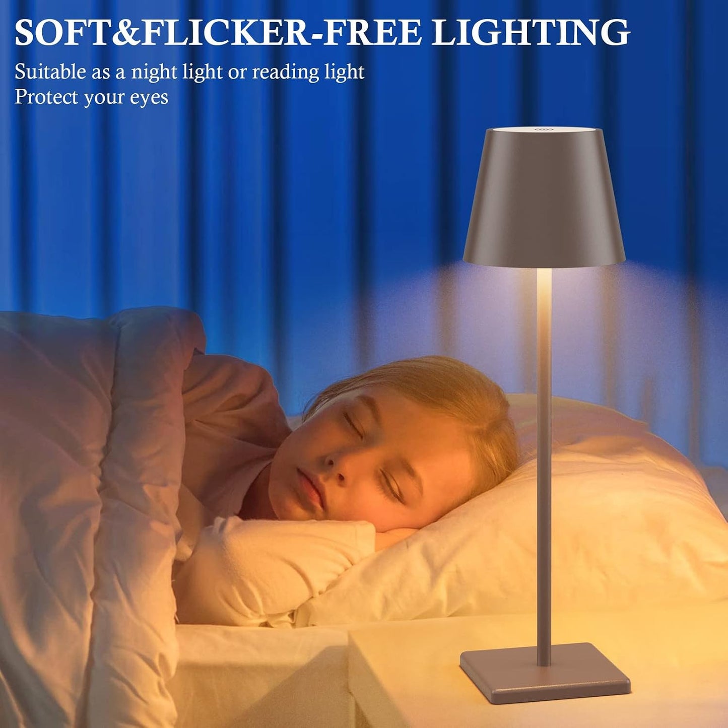 2 Pack LED Rechargeable Table Lamp Bronze, Portable 5500mAh Battery Powered Bedside Lamp, 3 Color Temperatures Stepless