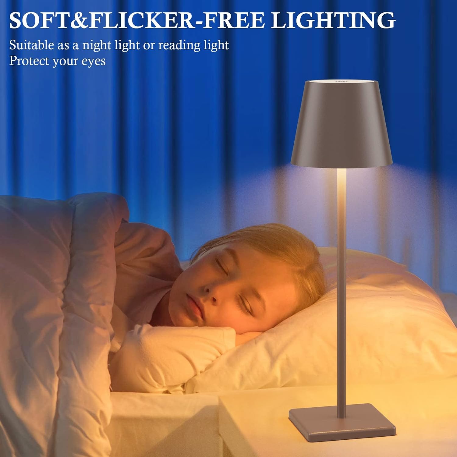 2 Pack LED Rechargeable Table Lamp Bronze, Portable 5500mAh Battery Powered Bedside Lamp, 3 Color Temperatures Stepless