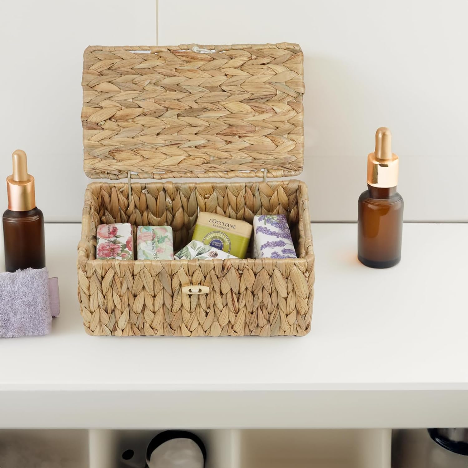 Wicker Basket / Rectangular Woven Basket / Small / Natural
