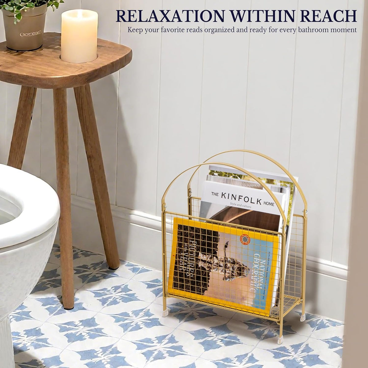 Freestanding Magazine Holder, Metal Magazine Rack Floor Stand | Modern Touch Handbag Design, for Magazine, Newspaper