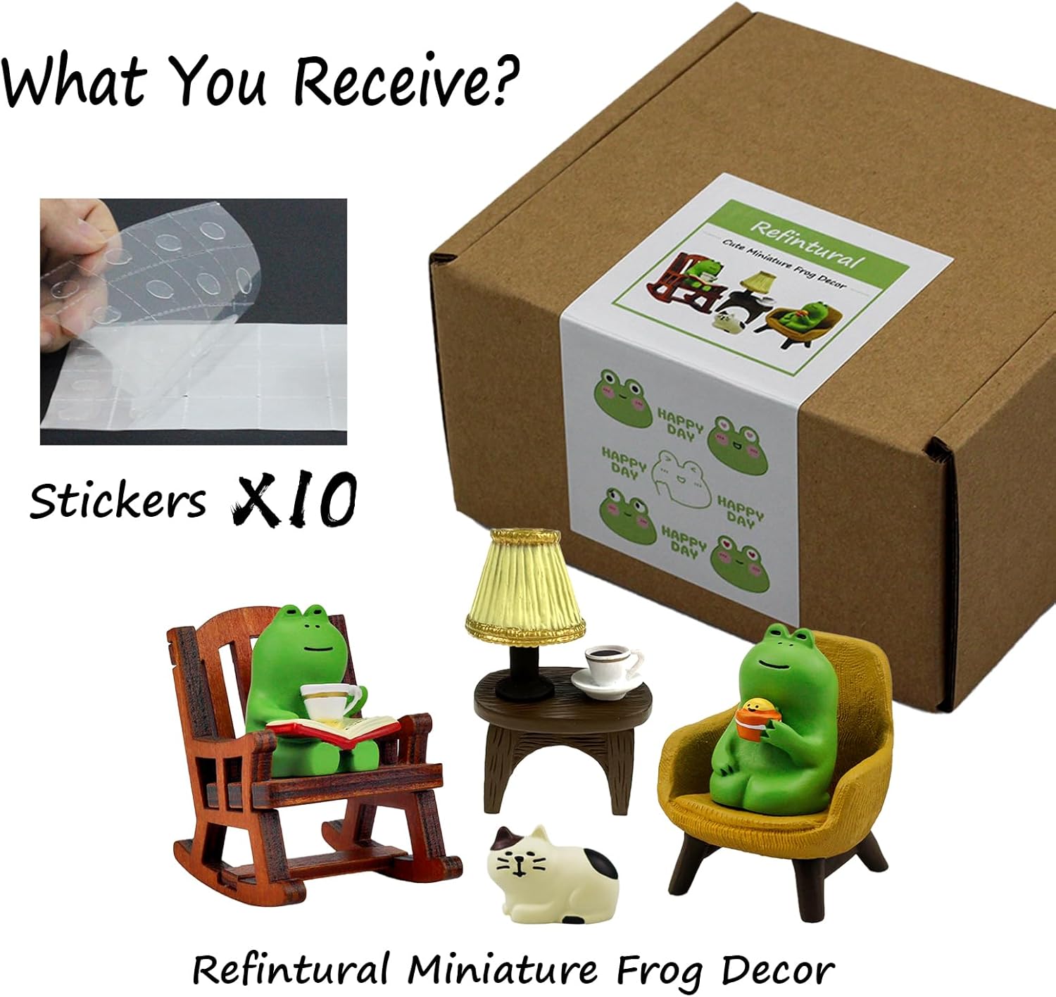 Miniature Frog Figurines Statue / Set6