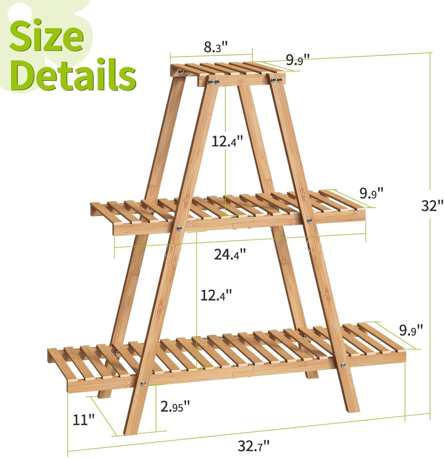 BMOSU Plant Stand Bamboo for Indoor Outdoor Tiered Plant Shelf 8 Potted Flower Holder Ladder Rack Garden Balcony Living