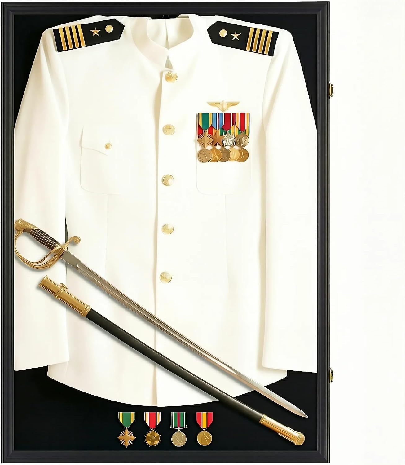 Large Jersey Display Case Frame Deep Shadow Box with Room for XL Baseball Football or Hockey Military Uniform Baseball