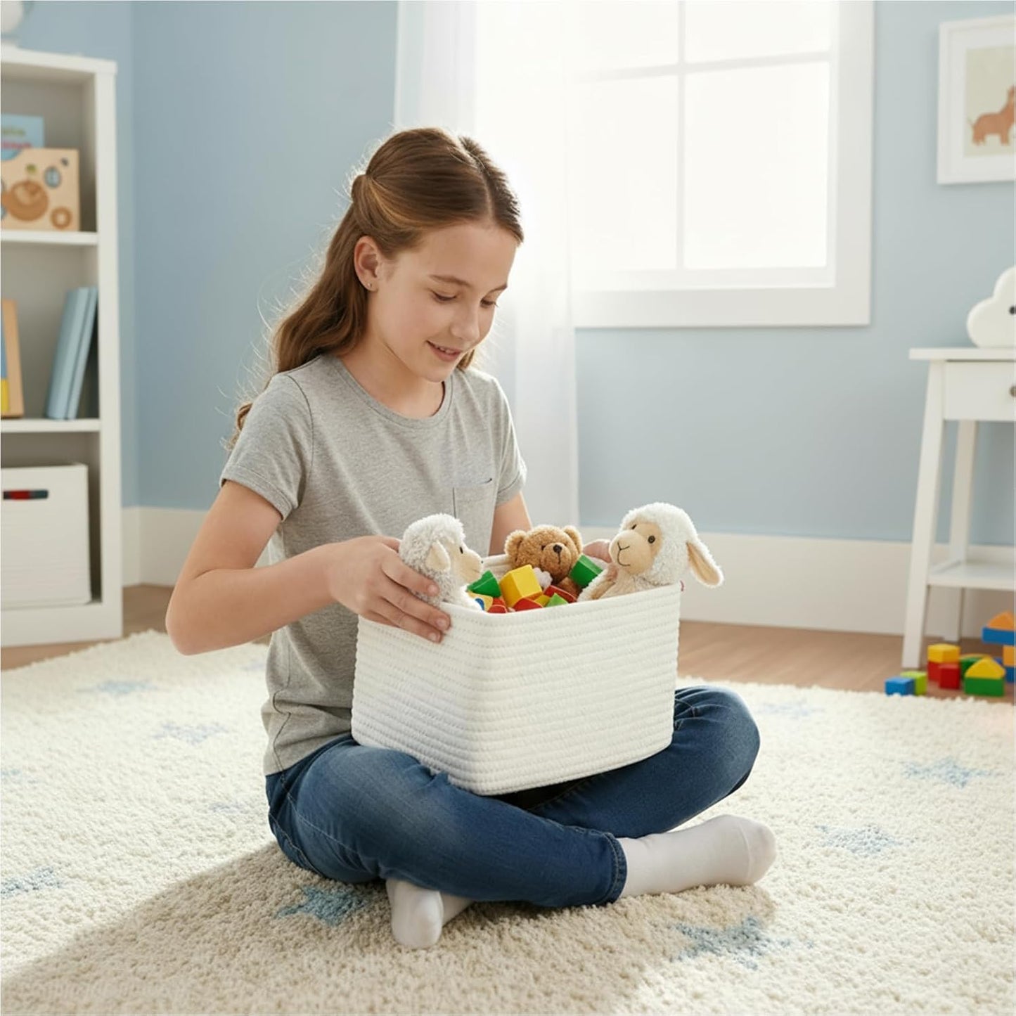 Bathroom Storage Basket / White / 10.6 x 6.7 x 6.7