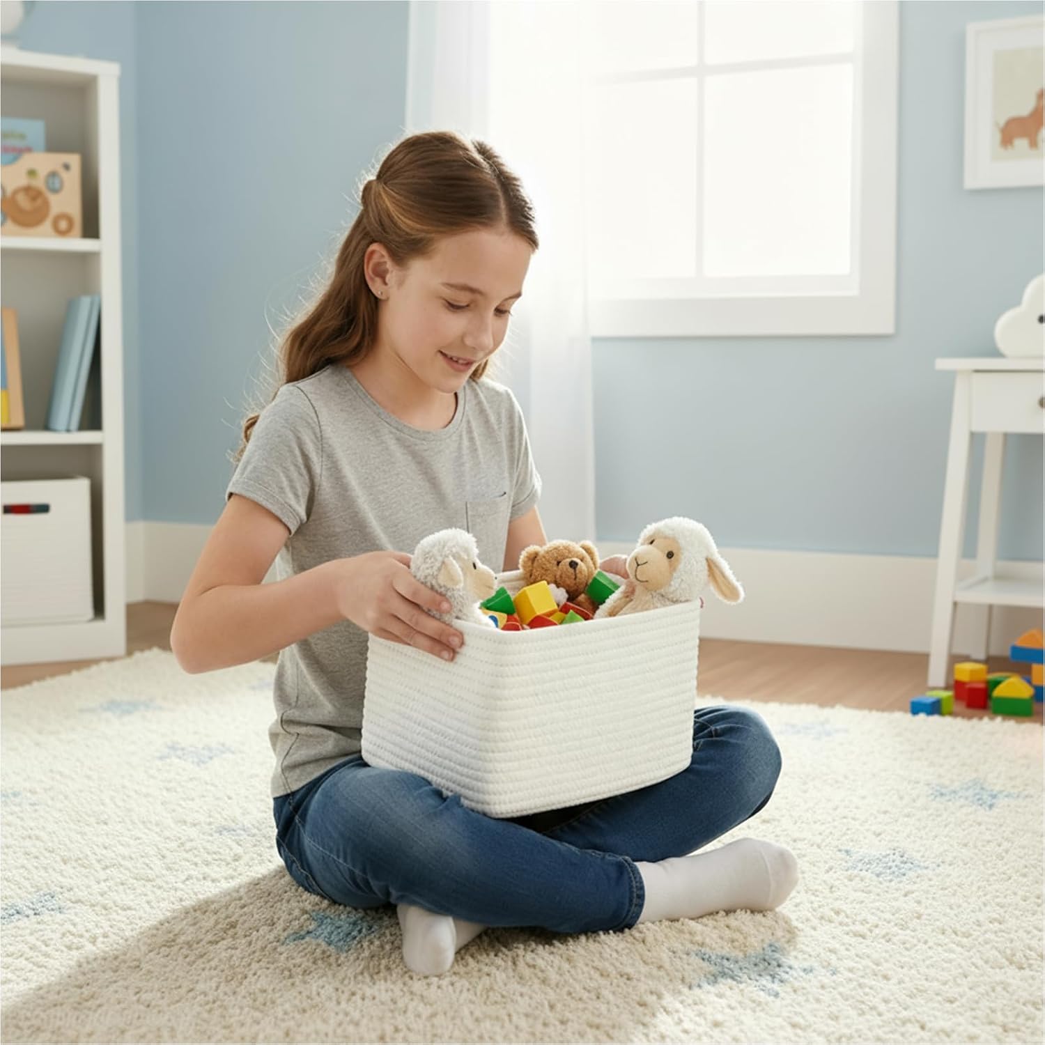 Bathroom Storage Basket / White / 10.6 x 6.7 x 6.7