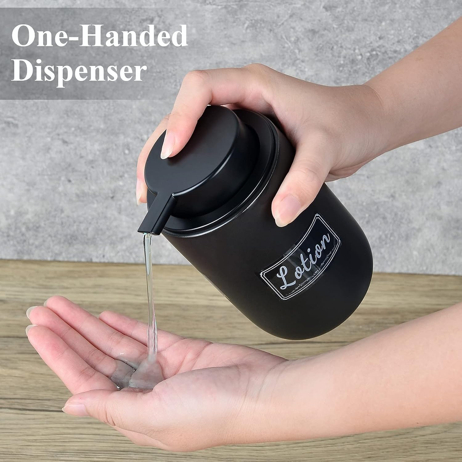 BosilunLife Black Soap Dispenser Set - 2 Pack 12oz Ceramic Soap Dispenser | with Rust Proof Pump for Kitchen, Hand Soap