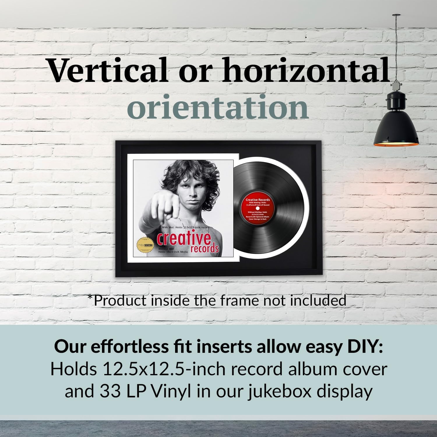 16" x 24" Jukebox Vinyl Frame Display with Double Black-White Matting, LP Record Album Frame for Wall Decor